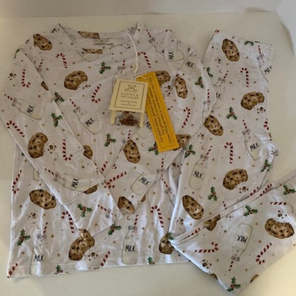 NWT Little Snuggles Charlie's Project - Holiday Milk & Cookies Bamboo PJs - 5/6 - Picture 1 of 3